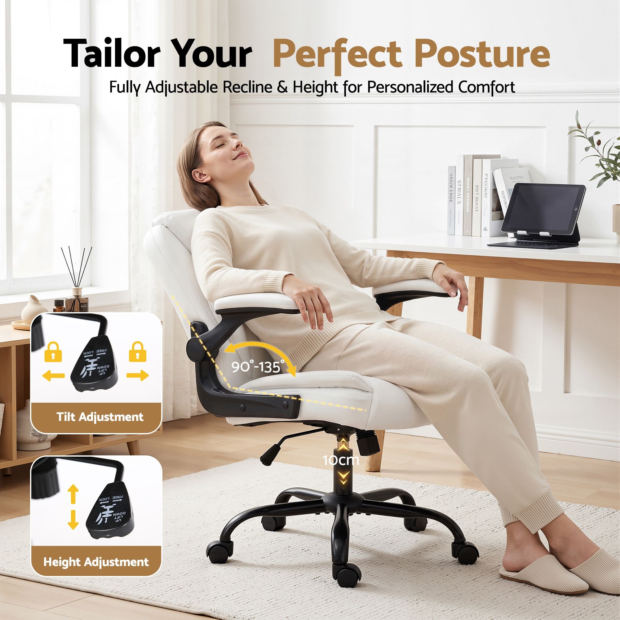 Office & Desk Chairs: Artiss Executive Office Chair Mid Back White