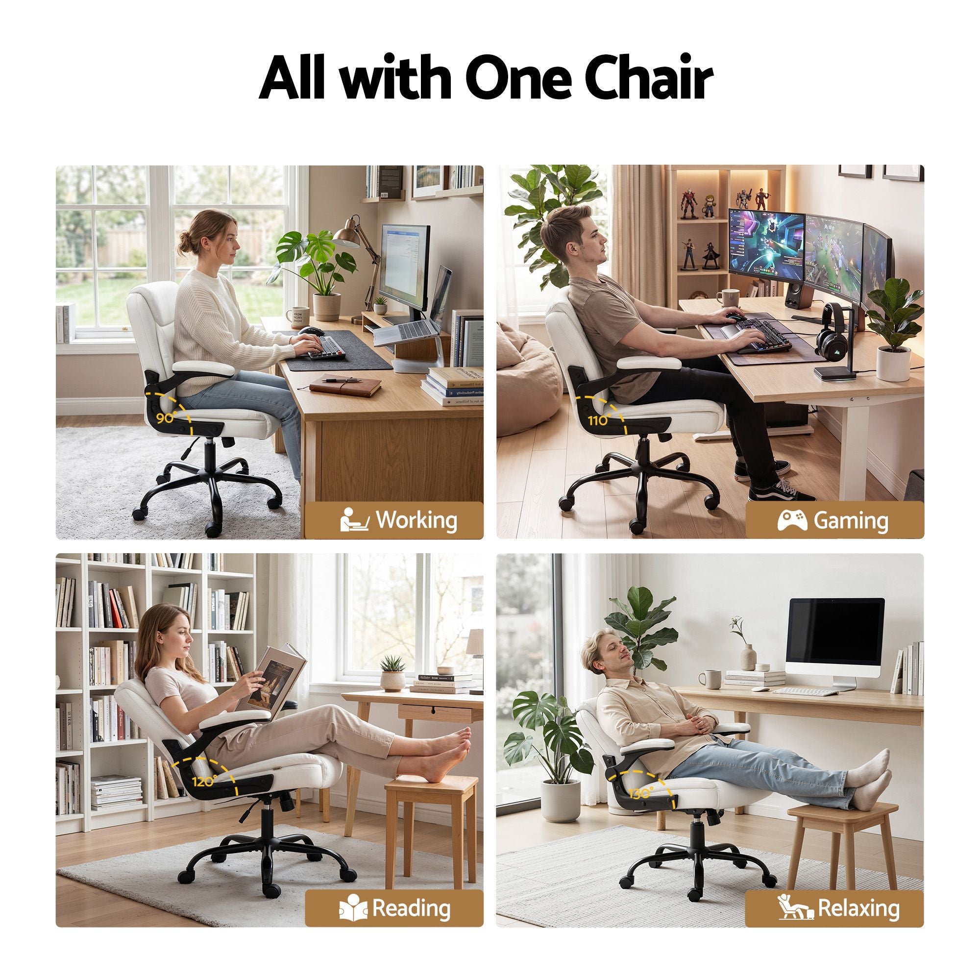 Office & Desk Chairs: Artiss Executive Office Chair Mid Back White
