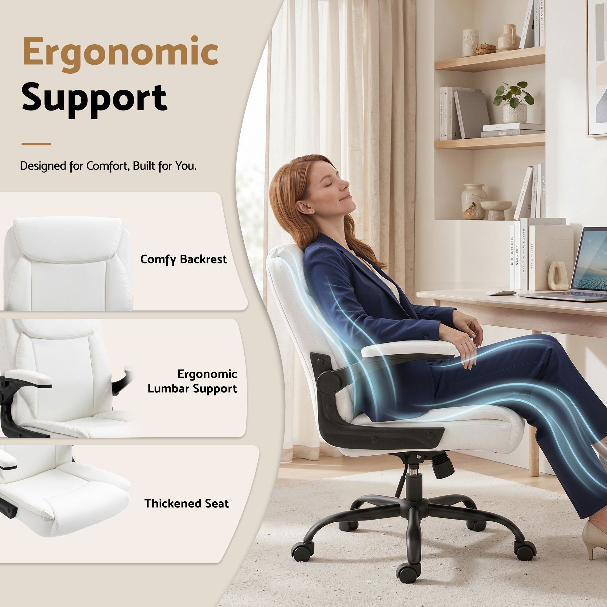 Office & Desk Chairs: Artiss Executive Office Chair Mid Back White