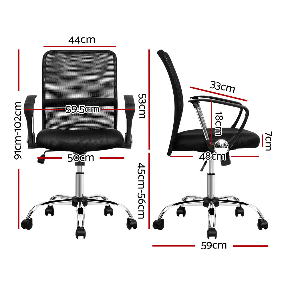Office & Desk Chairs: Artiss Mesh Office Chair Mid Back Black