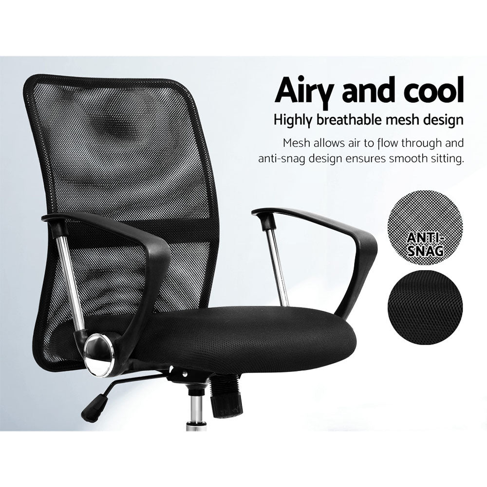 Office & Desk Chairs: Artiss Mesh Office Chair Mid Back Black