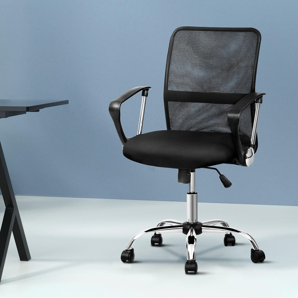 Office & Desk Chairs: Artiss Mesh Office Chair Mid Back Black