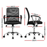 Artiss 2x Mesh Office Chair Mid Back Black