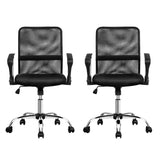 Artiss 2x Mesh Office Chair Mid Back Black