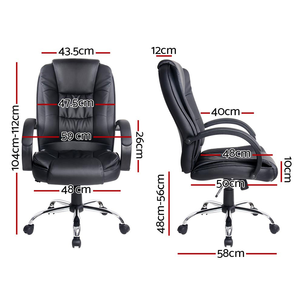 Office & Desk Chairs: Artiss Executive Office Chair Leather Tilt Black