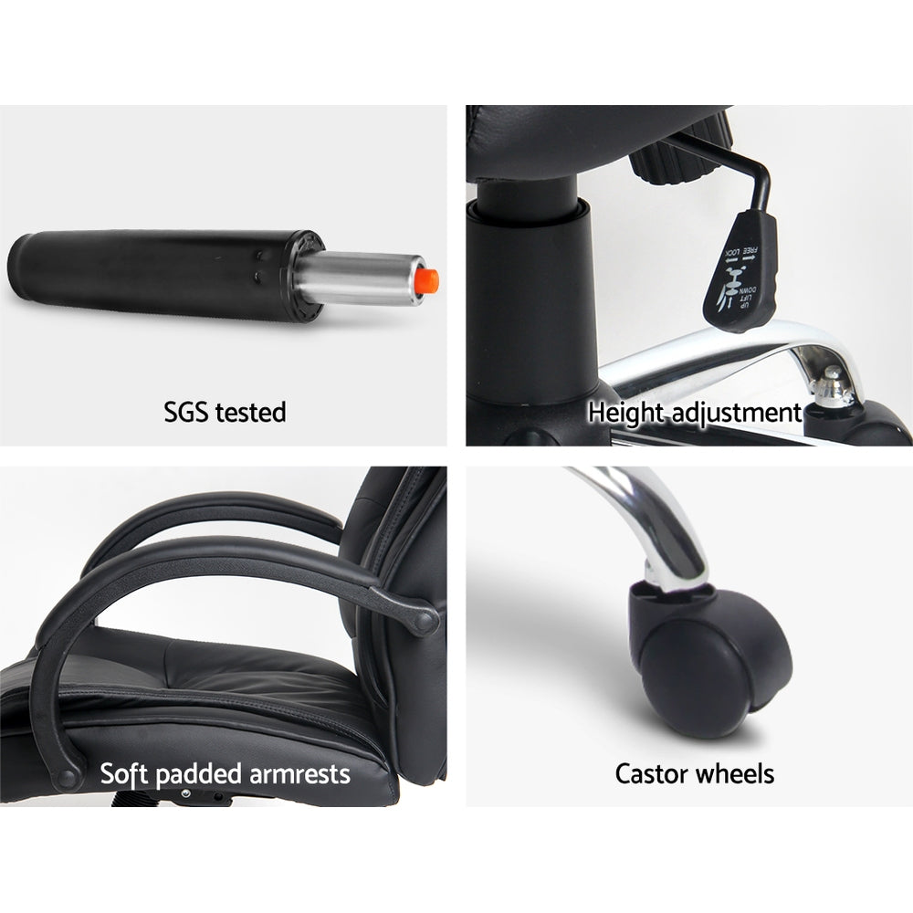 Office & Desk Chairs: Artiss Executive Office Chair Leather Tilt Black