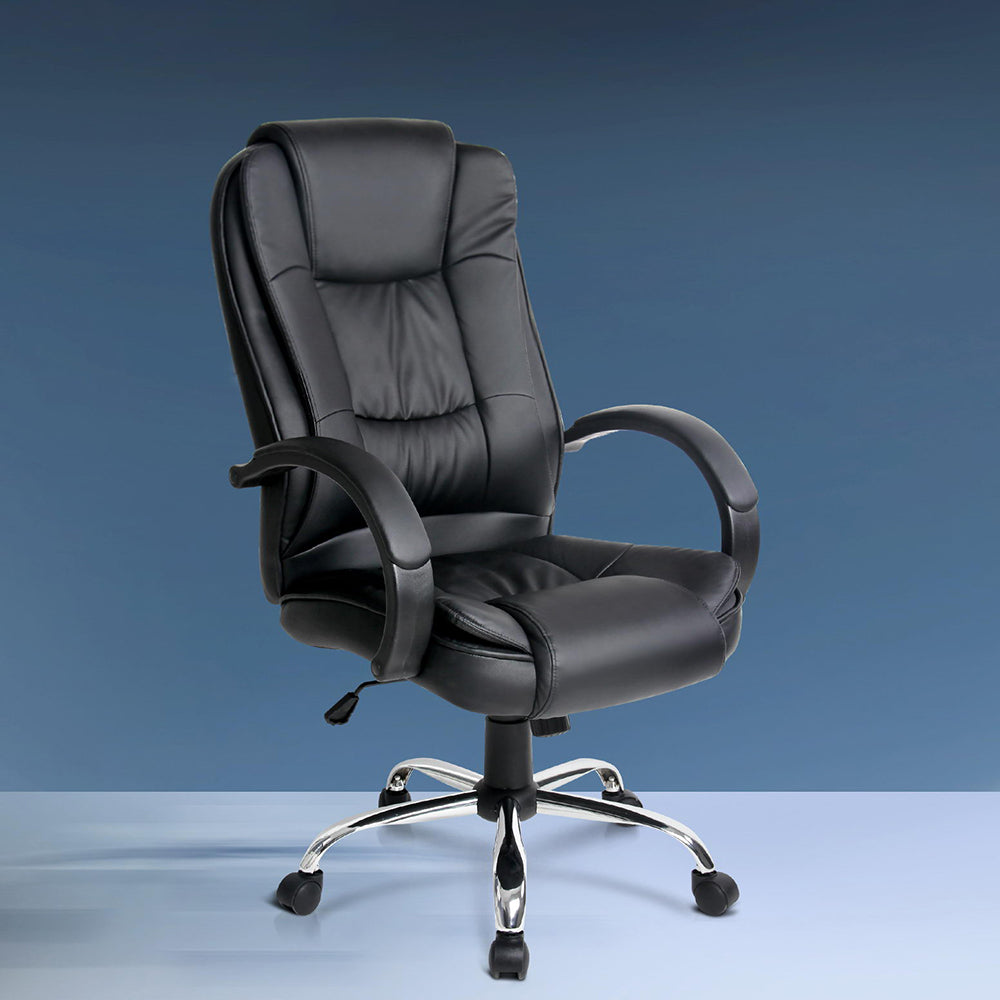 Office & Desk Chairs: Artiss Executive Office Chair Leather Tilt Black