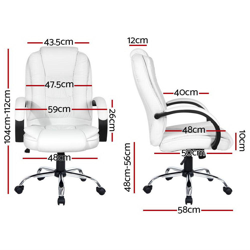 Office & Desk Chairs: Artiss Executive Office Chair Leather Tilt White