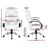 Artiss Executive Office Chair Leather Tilt White