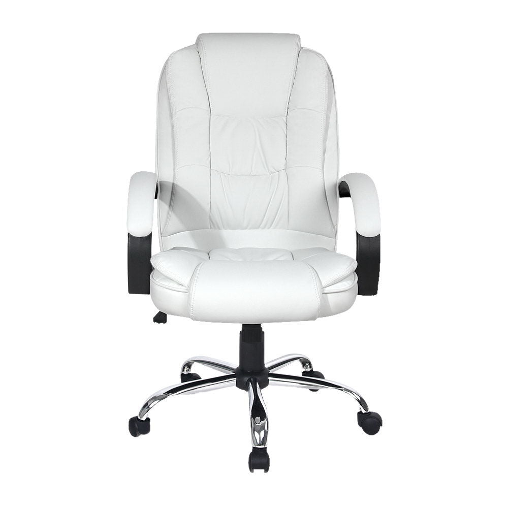 Office & Desk Chairs: Artiss Executive Office Chair Leather Tilt White