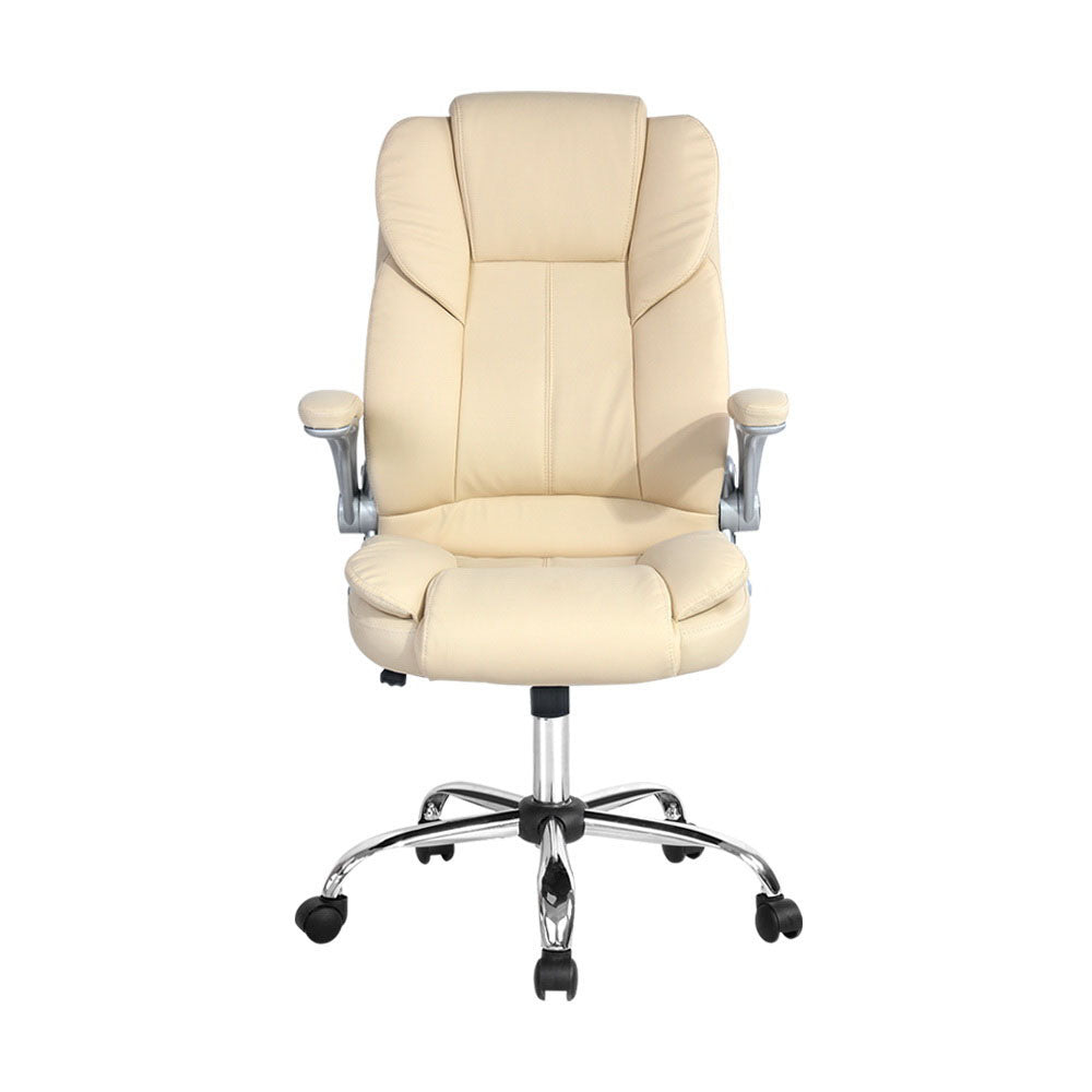 Office & Desk Chairs: Artiss Executive Office Chair Leather Tilt Beige