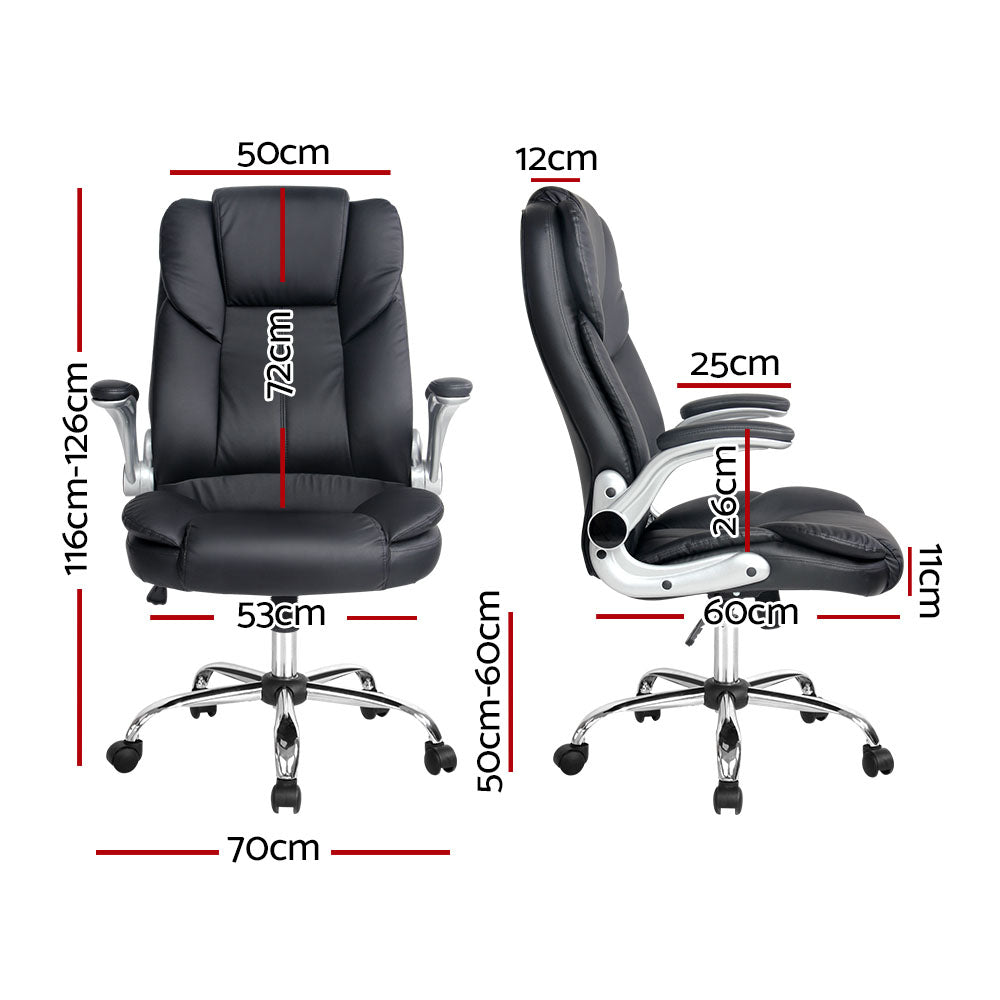 Office & Desk Chairs: Artiss Executive Office Chair Leather Tilt Black