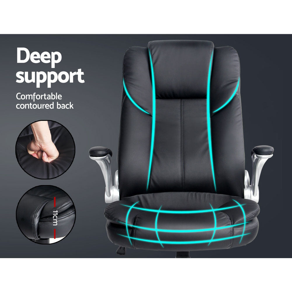 Office & Desk Chairs: Artiss Executive Office Chair Leather Tilt Black