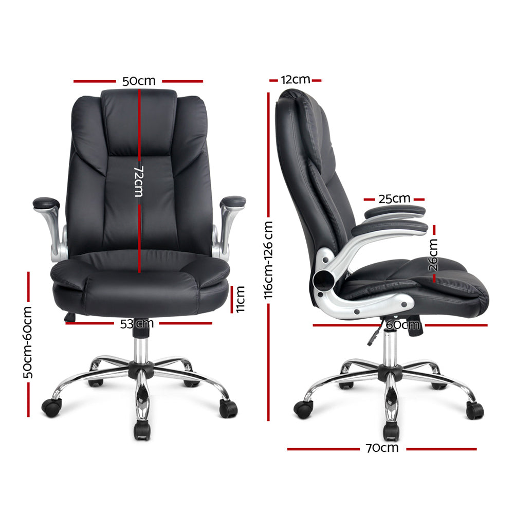 Office & Desk Chairs: Artiss Executive Office Chair Leather Tilt Black