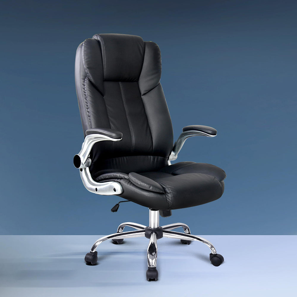 Office & Desk Chairs: Artiss Executive Office Chair Leather Tilt Black