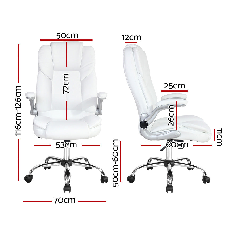 Office & Desk Chairs: Artiss Executive Office Chair Leather Tilt White