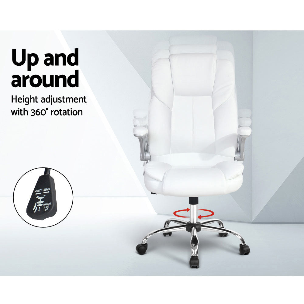 Office & Desk Chairs: Artiss Executive Office Chair Leather Tilt White