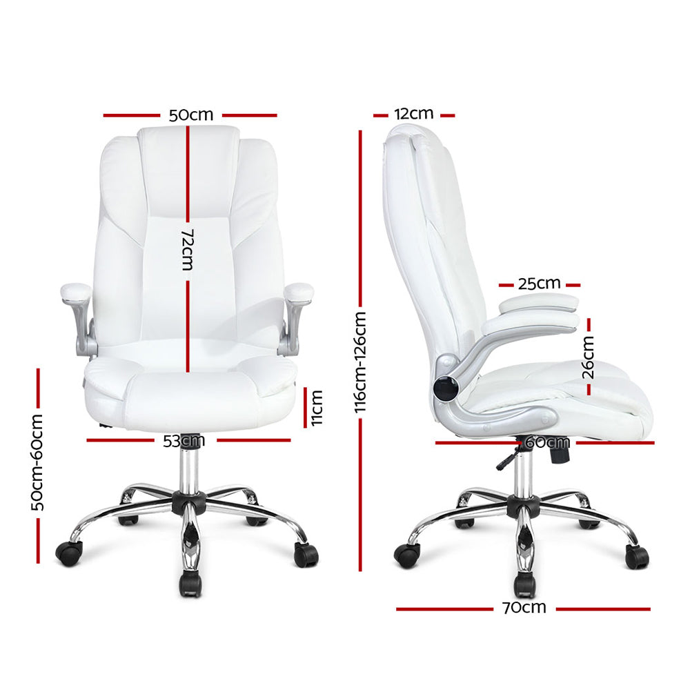 Office & Desk Chairs: Artiss Executive Office Chair Leather Tilt White