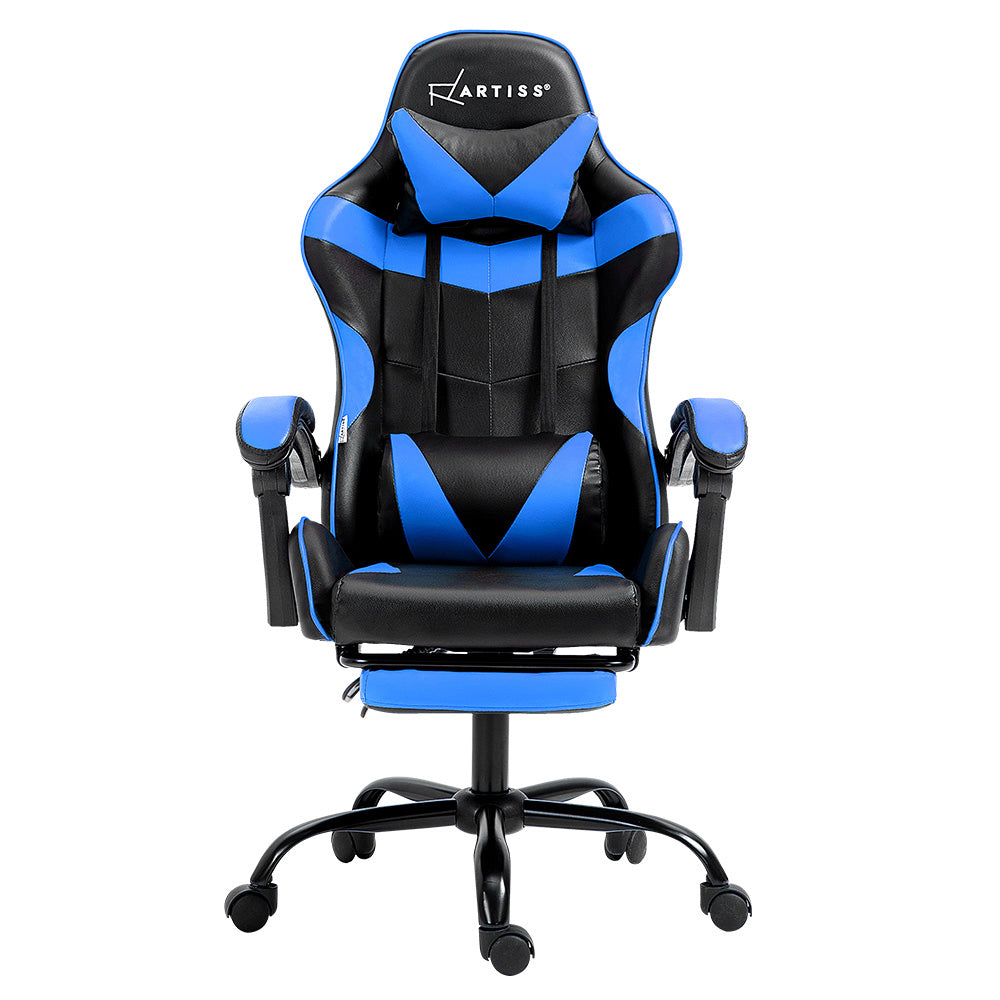 Office & Desk Chairs: Artiss Gaming Office Chair Recliner Footrest Blue