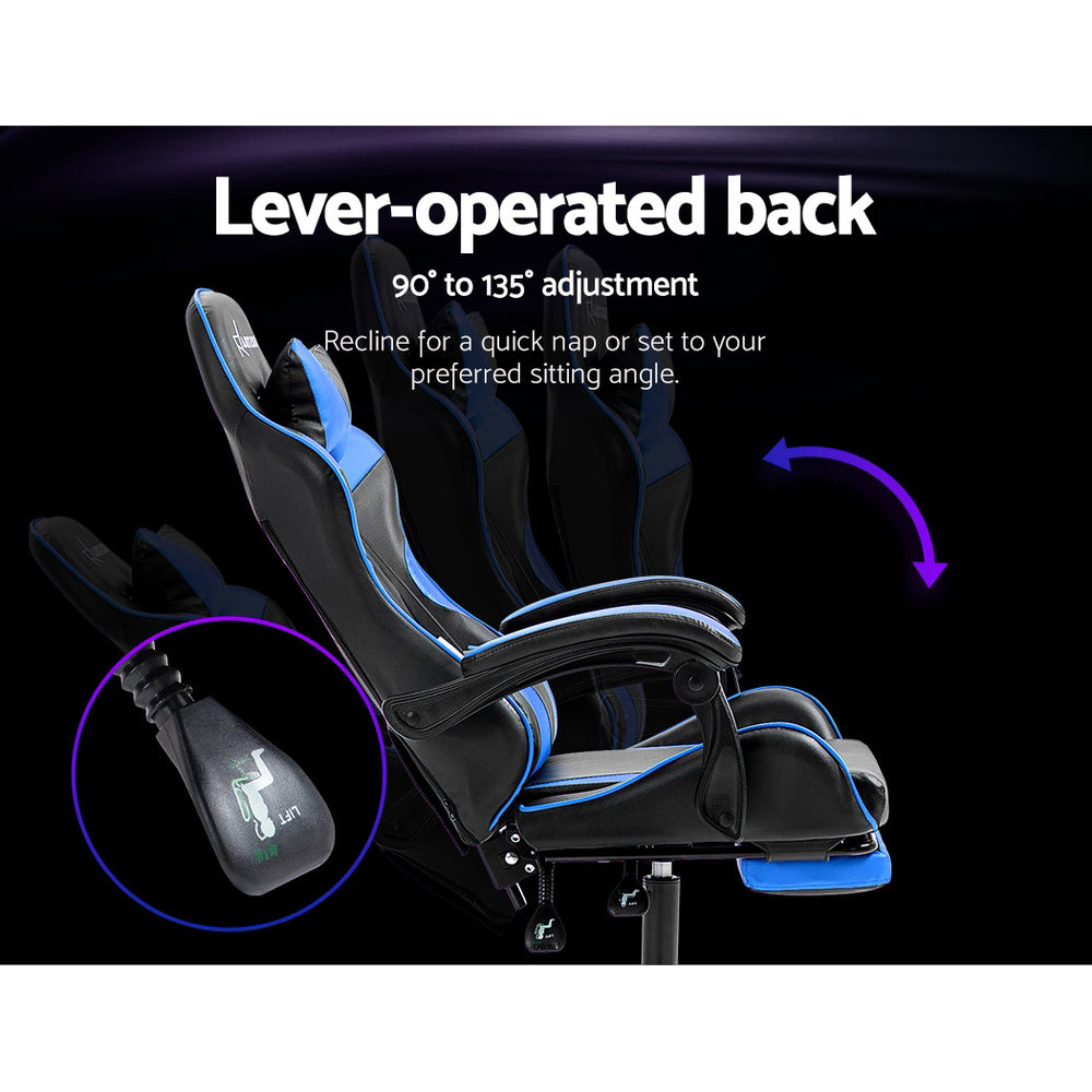 Office & Desk Chairs: Artiss Gaming Office Chair Recliner Footrest Blue