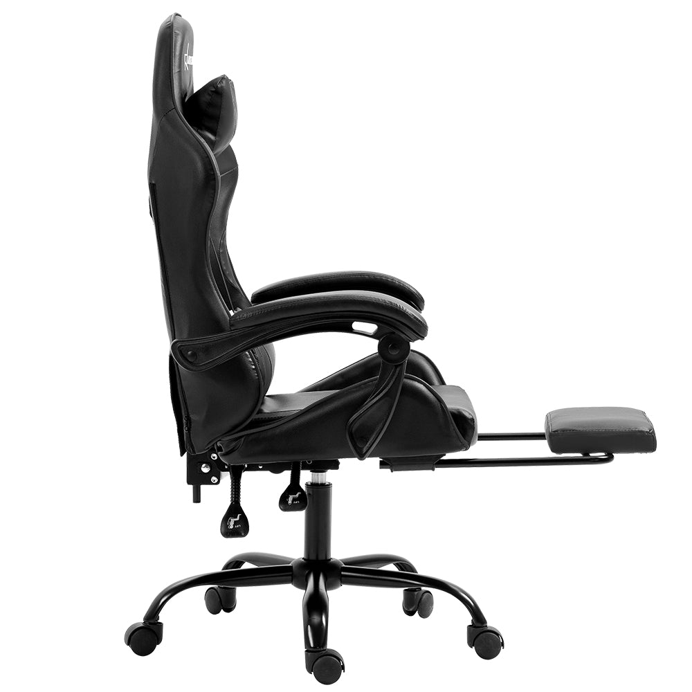 Office & Desk Chairs: Artiss Gaming Office Chair Executive Computer Leather Chairs Footrest Grey