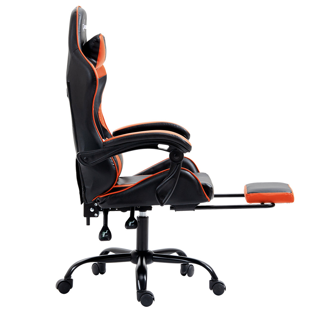 Office & Desk Chairs: Artiss Gaming Office Chair Executive Computer Leather Chairs Footrest Orange