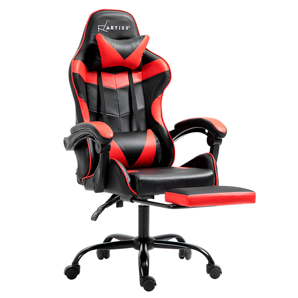 Office & Desk Chairs: Artiss Gaming Office Chair Recliner Footrest Red