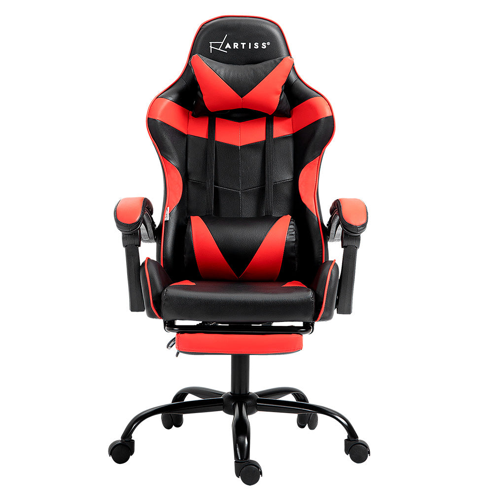Office & Desk Chairs: Artiss Gaming Office Chair Recliner Footrest Red