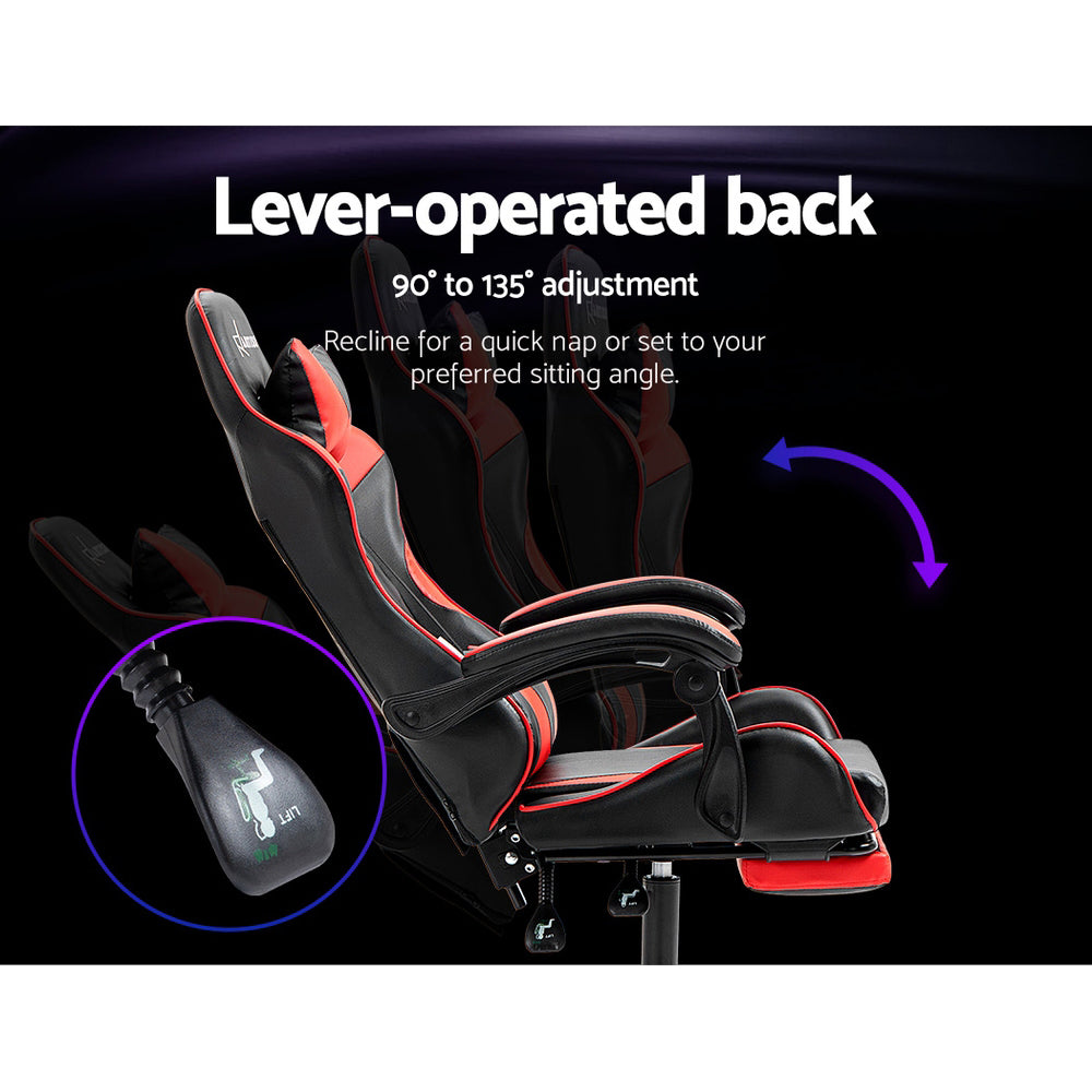 Office & Desk Chairs: Artiss Gaming Office Chair Recliner Footrest Red
