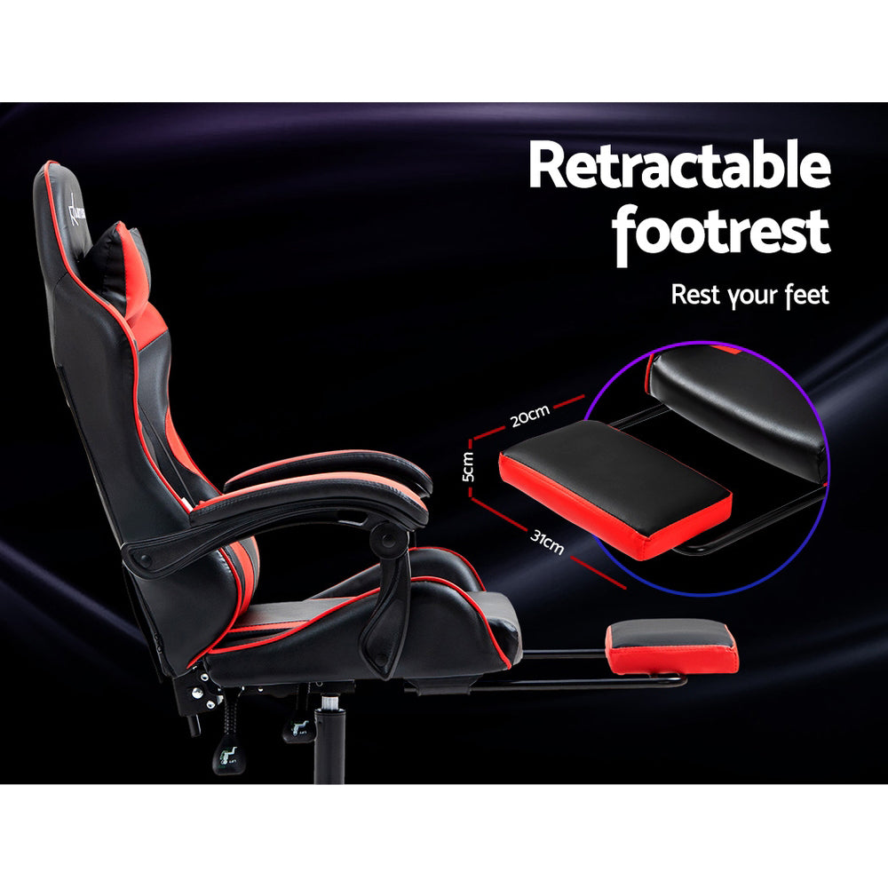 Office & Desk Chairs: Artiss Gaming Office Chair Recliner Footrest Red