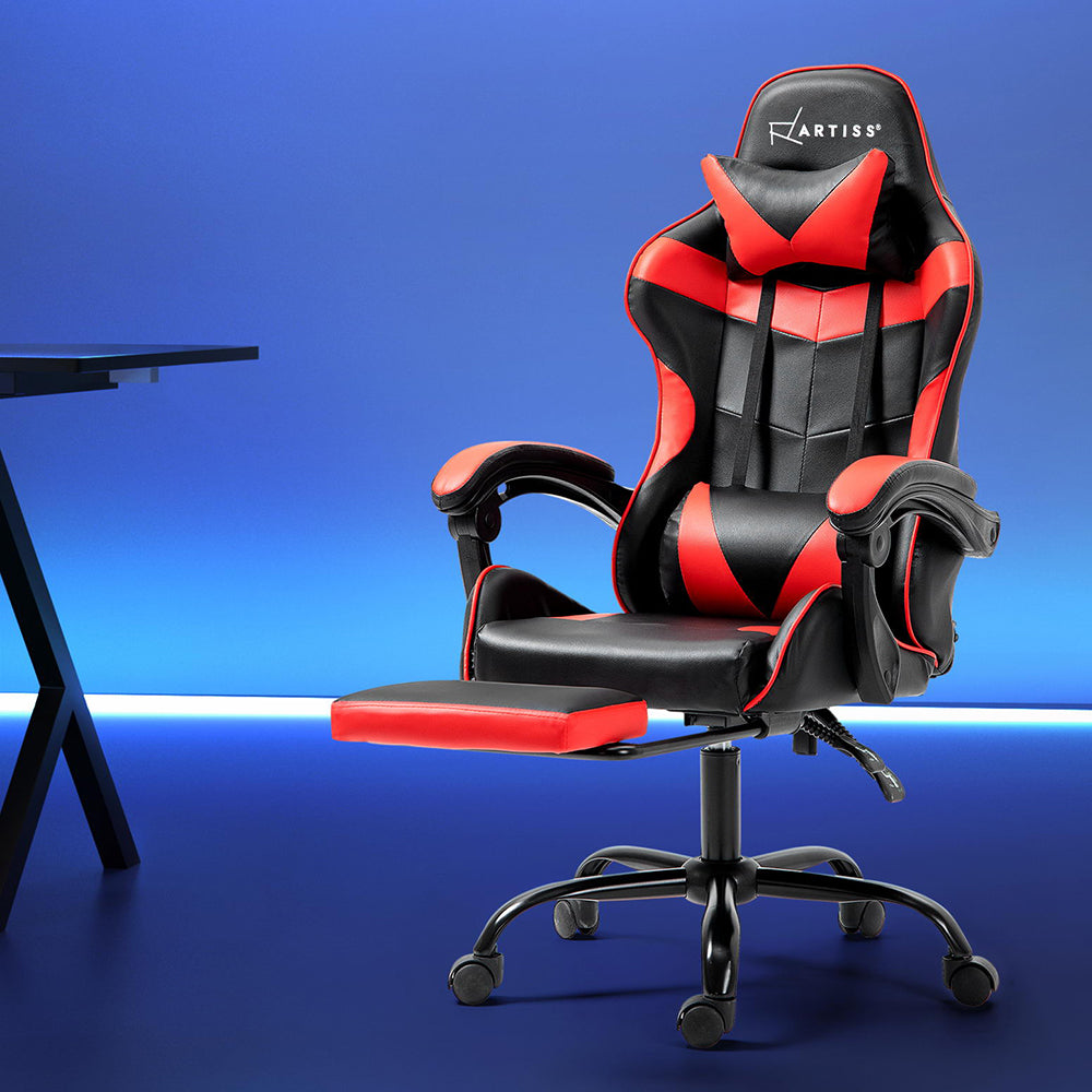 Office & Desk Chairs: Artiss Gaming Office Chair Recliner Footrest Red