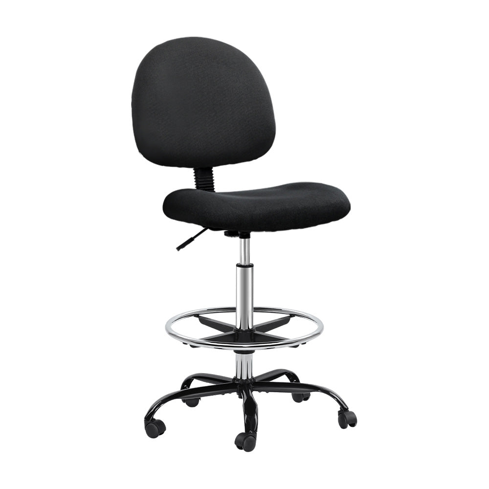 Office & Desk Chairs: Artiss Office Chair Drafting Stool Fabric Chairs Black