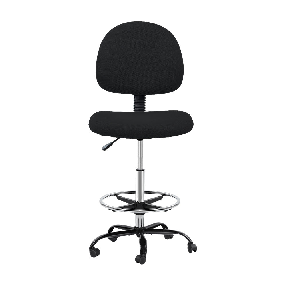 Office & Desk Chairs: Artiss Office Chair Drafting Stool Fabric Chairs Black