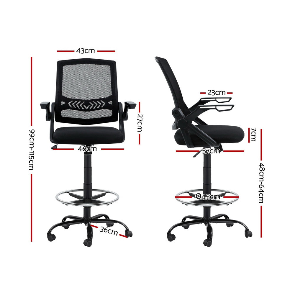 Office & Desk Chairs: Artiss Office Chair Drafting Stool Mesh Chairs Black