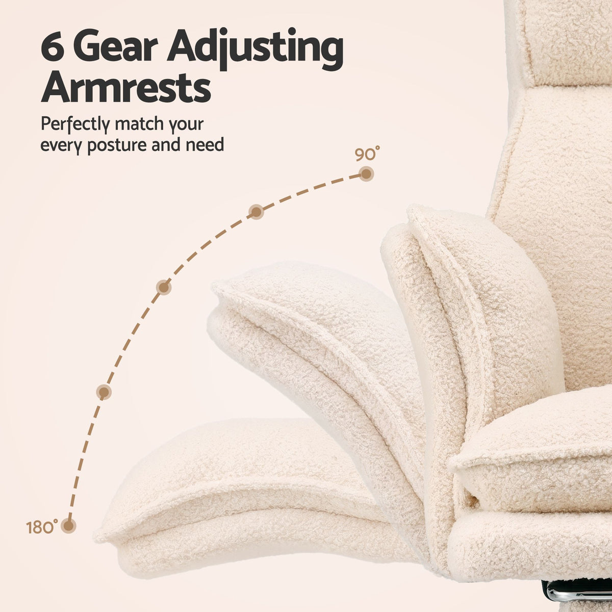 Artiss Big & Tall Criss Cross Office Chair with Flip Armrests Foot Rest Reclining Teddy Fleece Beige