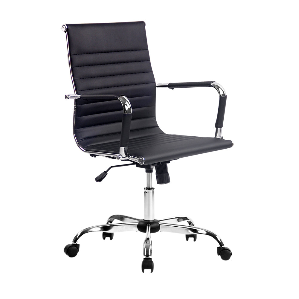 Office & Desk Chairs: Artiss Office Chair Conference Chairs PU Leather Mid Back Black