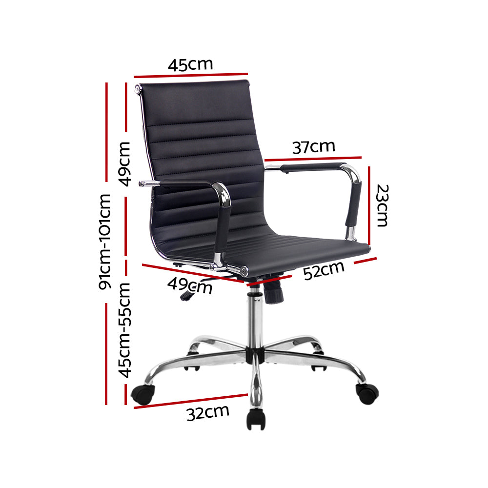 Office & Desk Chairs: Artiss Office Chair Conference Chairs PU Leather Mid Back Black
