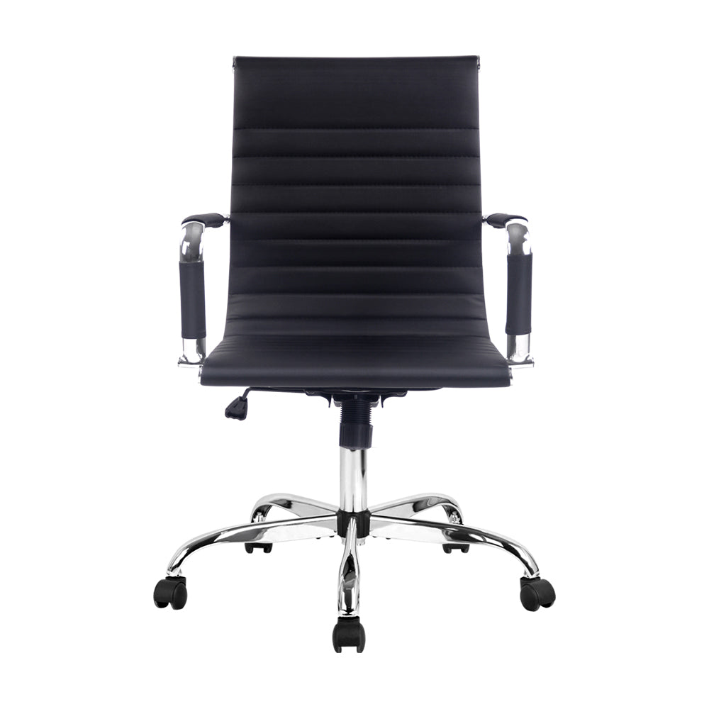 Office & Desk Chairs: Artiss Office Chair Conference Chairs PU Leather Mid Back Black