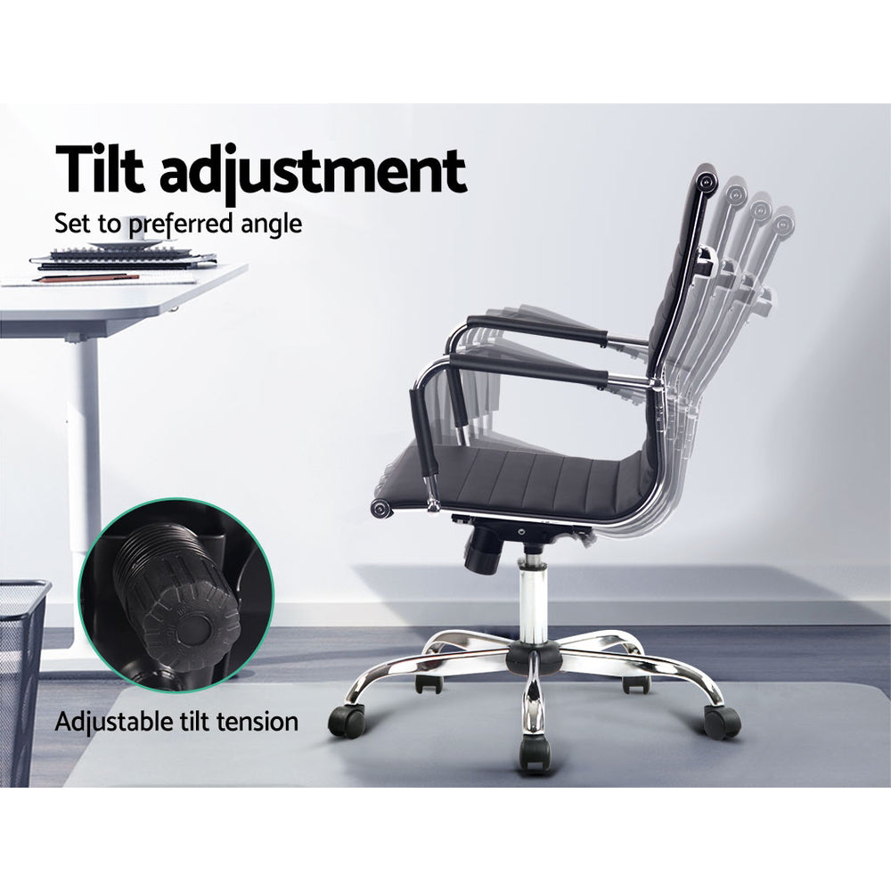 Office & Desk Chairs: Artiss Office Chair Conference Chairs PU Leather Mid Back Black