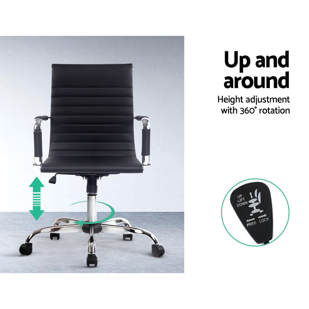 Office & Desk Chairs: Artiss Office Chair Conference Chairs PU Leather Mid Back Black