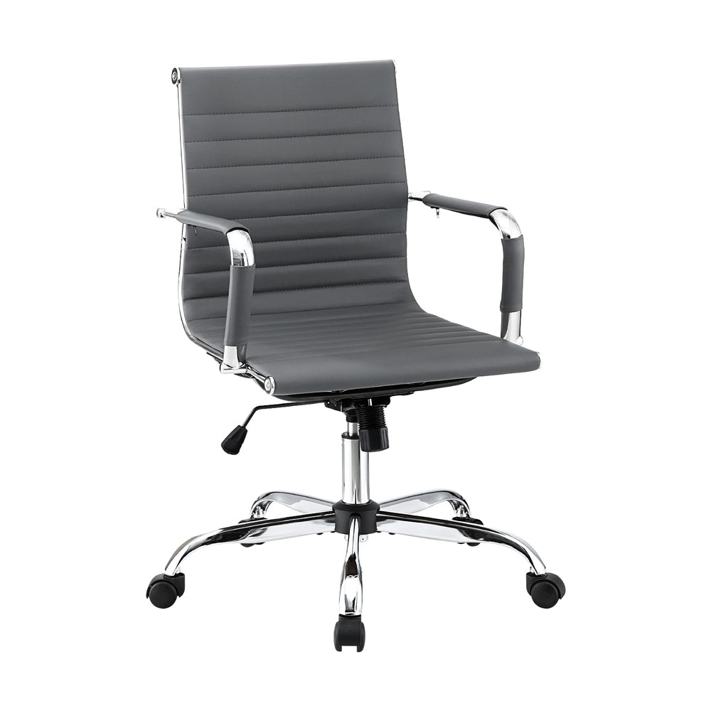 Gaming Chairs: Artiss Office Chair Conference Chairs PU Leather Mid Back Grey