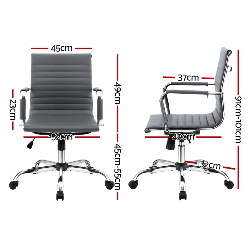 Gaming Chairs: Artiss Office Chair Conference Chairs PU Leather Mid Back Grey