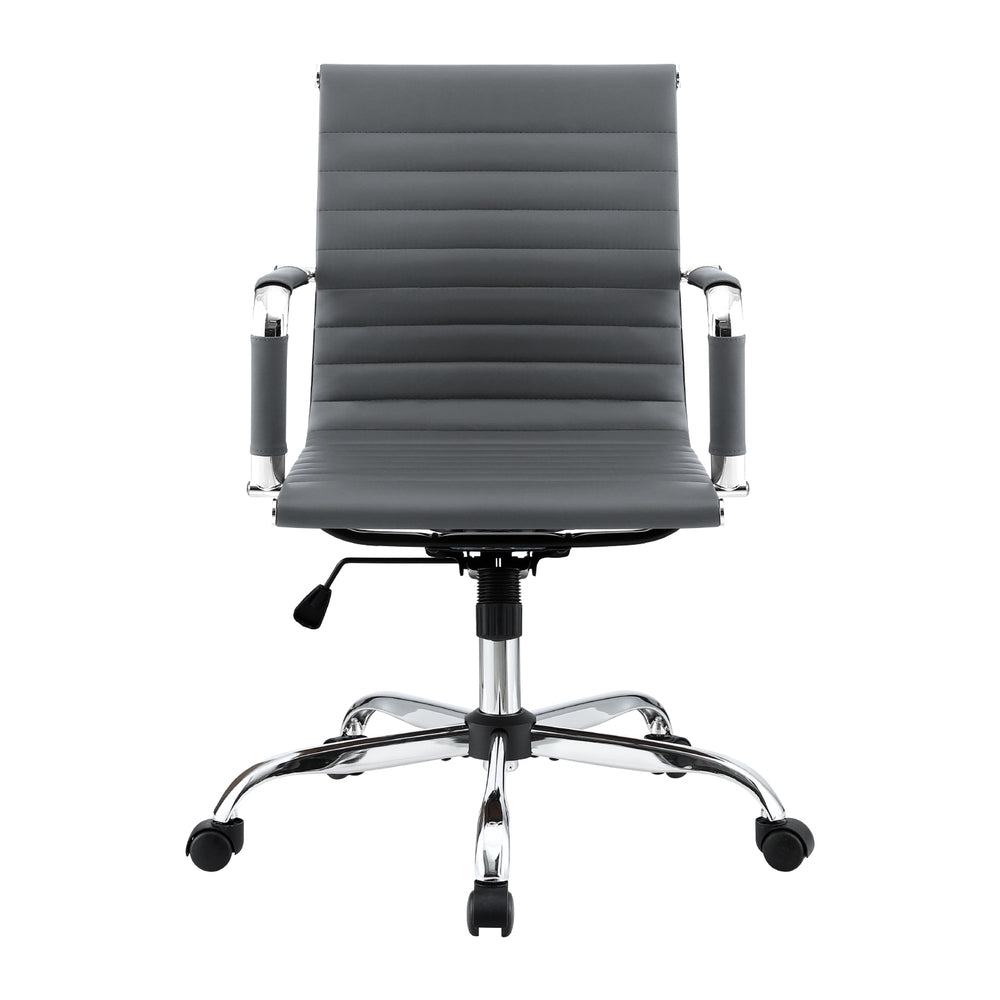 Gaming Chairs: Artiss Office Chair Conference Chairs PU Leather Mid Back Grey