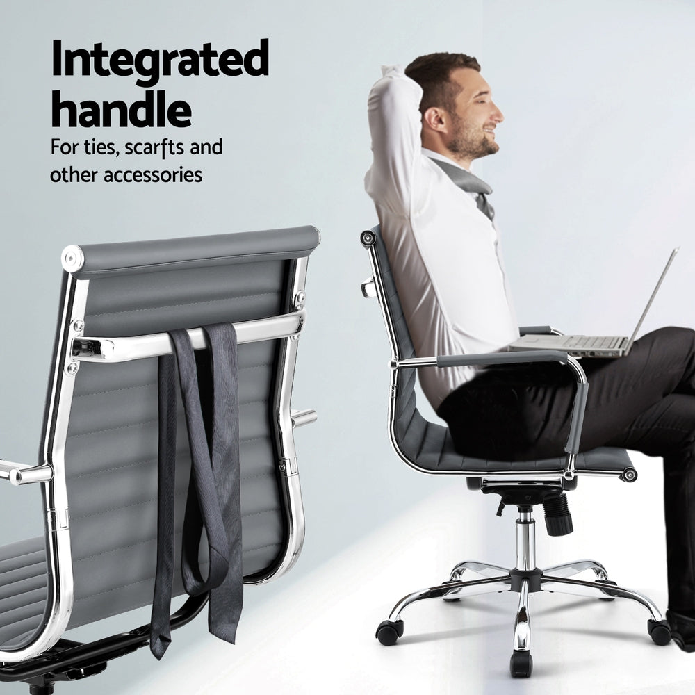 Gaming Chairs: Artiss Office Chair Conference Chairs PU Leather Mid Back Grey