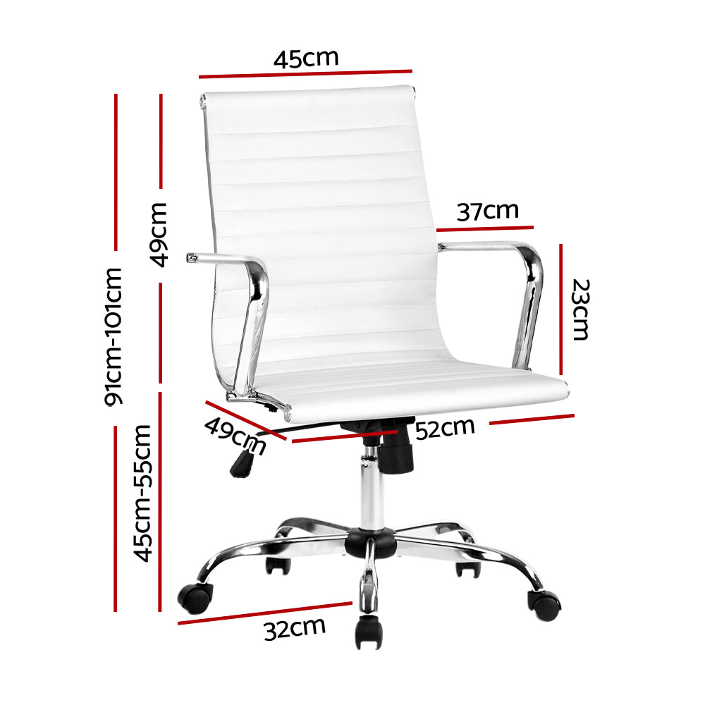 Office & Desk Chairs: Artiss Office Chair Conference Chairs PU Leather Mid Back White