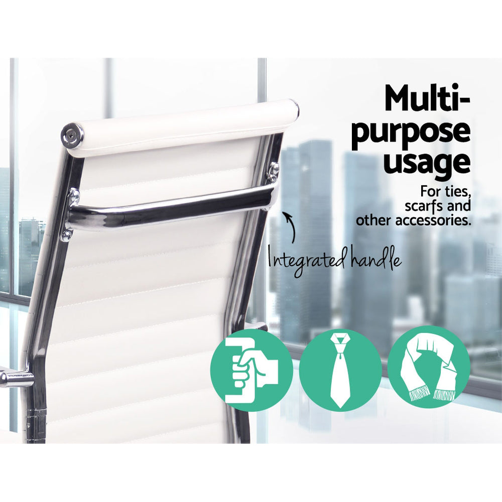 Office & Desk Chairs: Artiss Office Chair Conference Chairs PU Leather Mid Back White