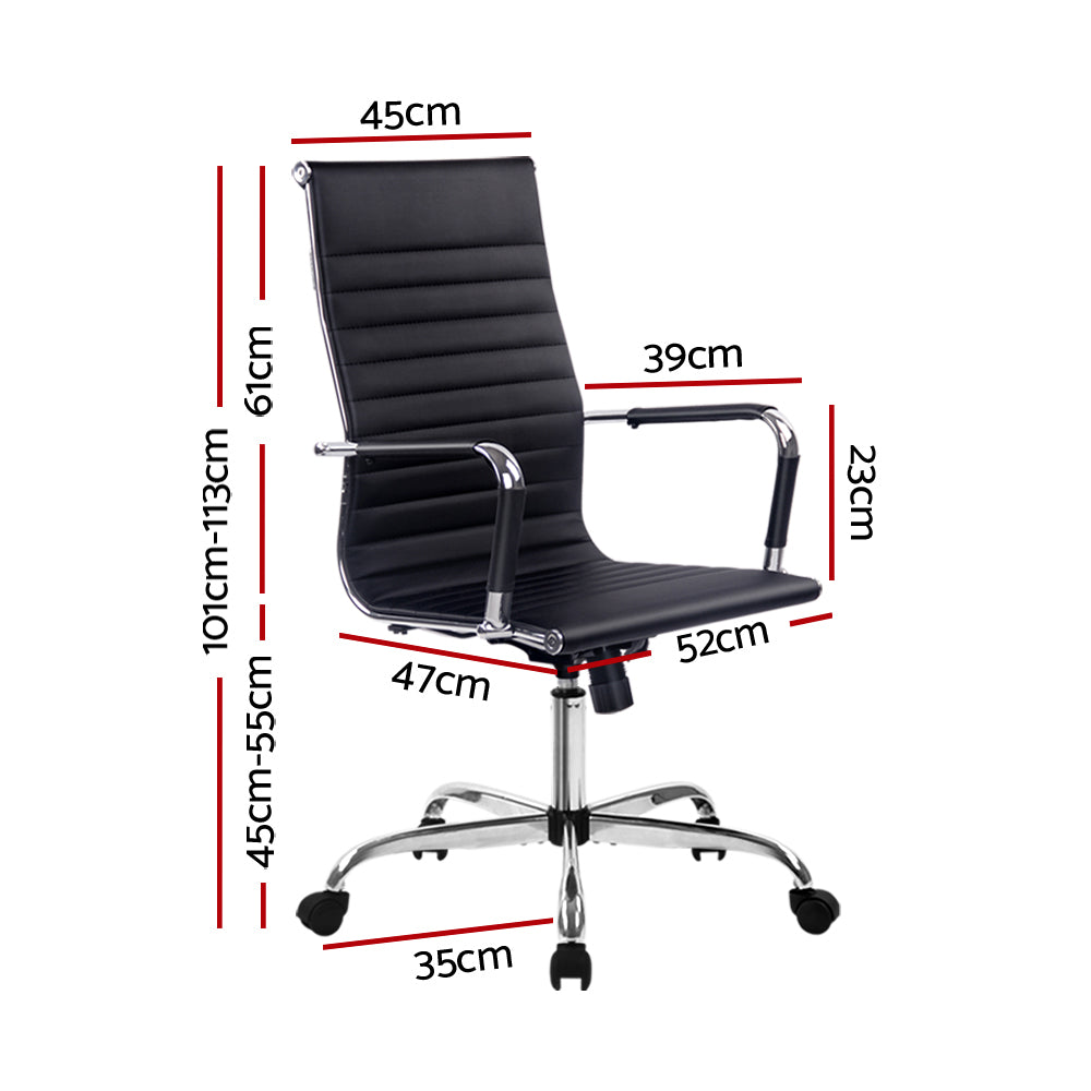 Office & Desk Chairs: Artiss Office Chair Conference Chairs PU Leather High Back Black