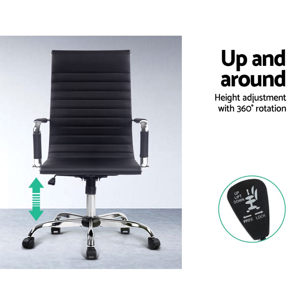 Office & Desk Chairs: Artiss Office Chair Conference Chairs PU Leather High Back Black
