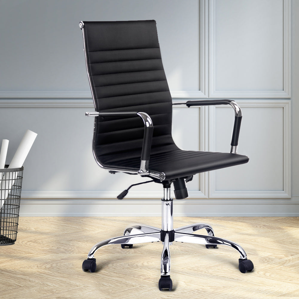 Office & Desk Chairs: Artiss Office Chair Conference Chairs PU Leather High Back Black