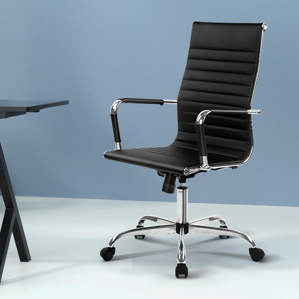 Office & Desk Chairs: Artiss Office Chair Conference Chairs PU Leather High Back Black
